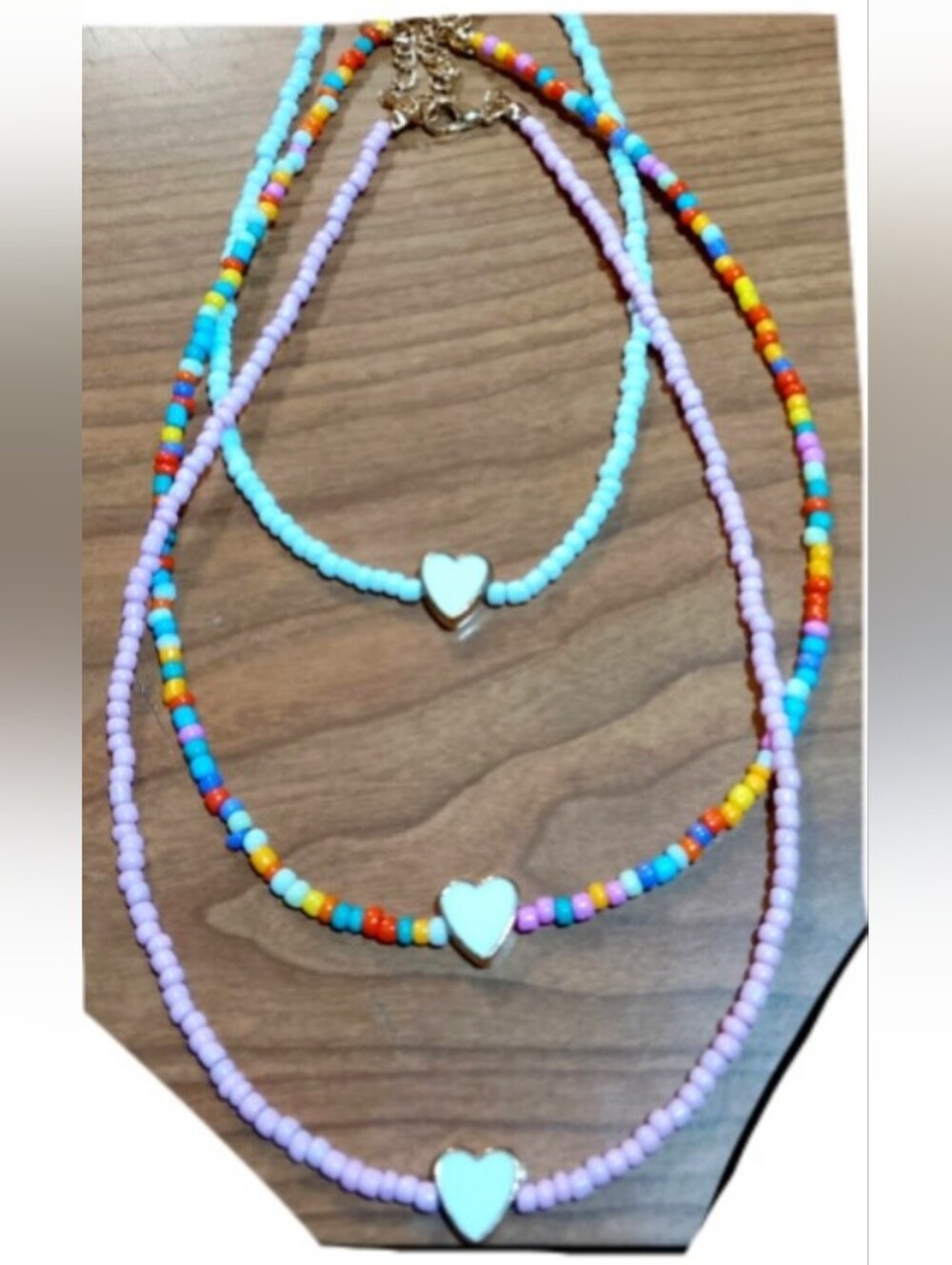 Kid's Beaded Heart Necklace Trio